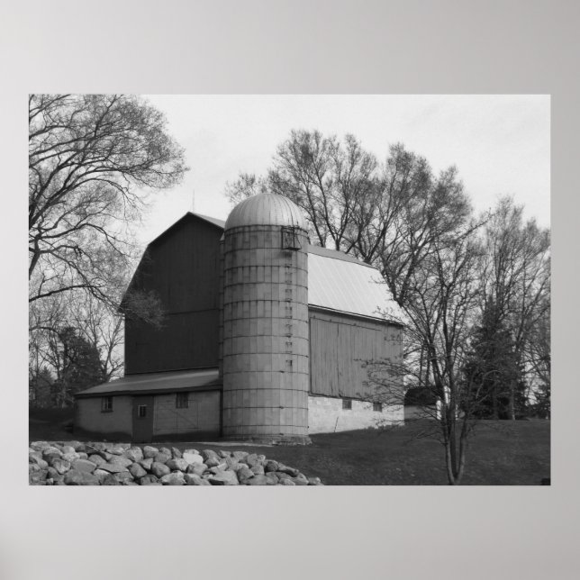 Black and White Barn Poster (Front)