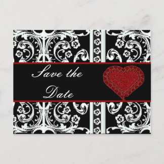 Black and White Baroque Save theDate Post Card