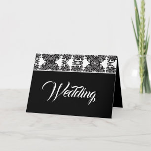 Black and White Baroque Victorian Damask Wedding Invitation