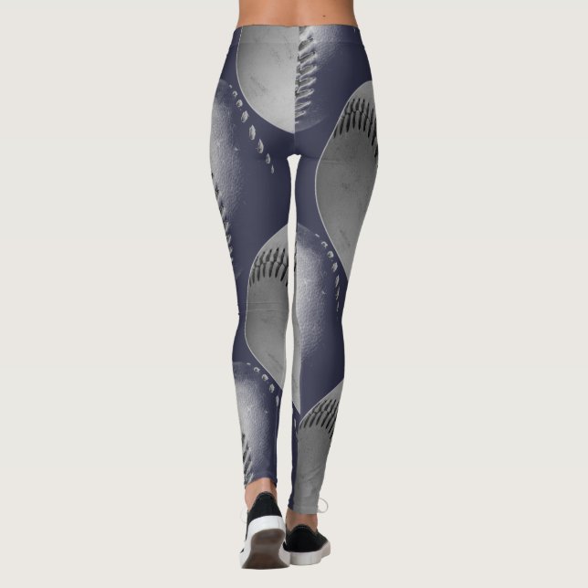 Black and White Baseball Leggings (Back)