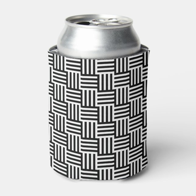 Black And White Basket Weave Can Cooler (Can Front)