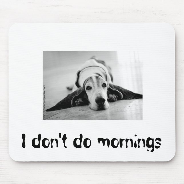 Black and White Basset Hound Mousepad (Front)