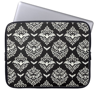 Black and White Bat Damask Laptop Sleeve