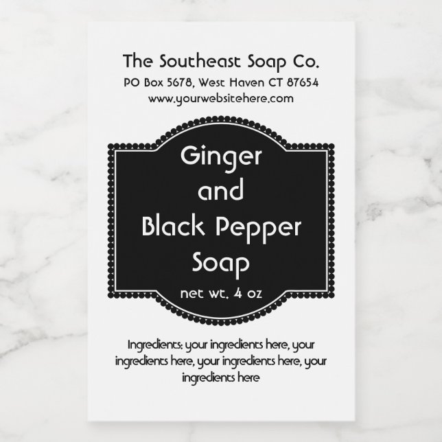 Black and White Bath Products Label (Single Label)