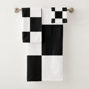 Black and white bath towel set