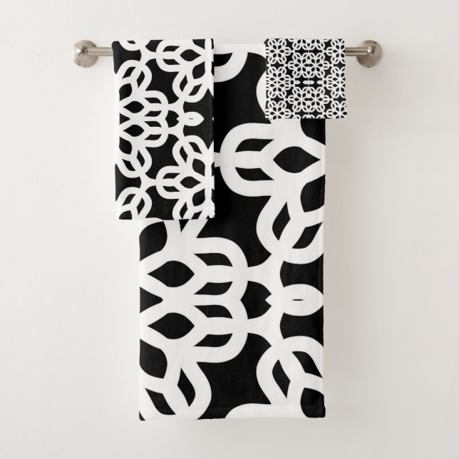 Black and White bathroom towel set (Insitu)