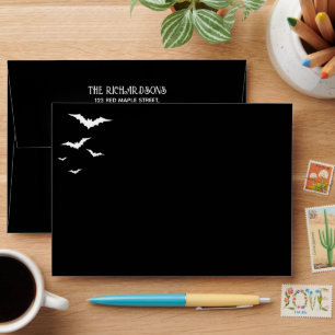 Black and White Bats Halloween Envelope