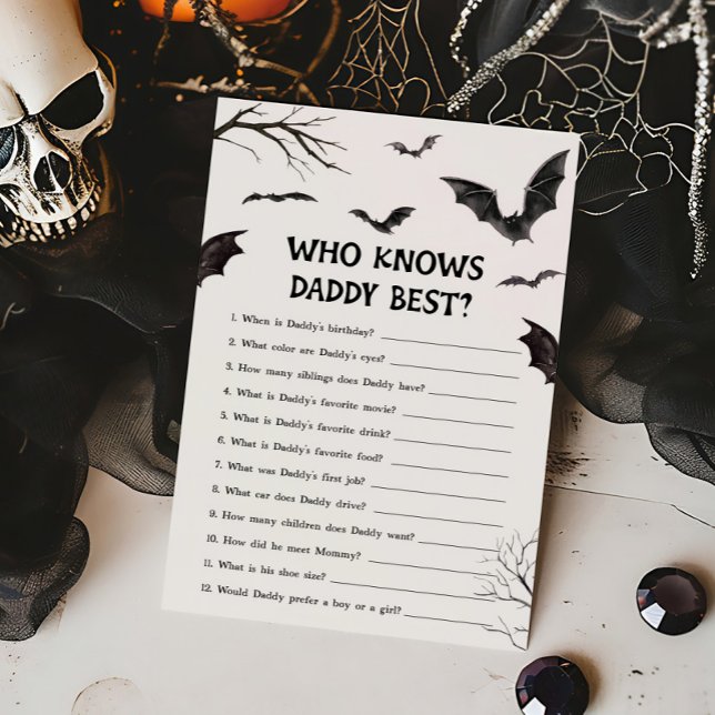 Black and White Bats Who knows Daddy Best Game (Black and White Bats Baby Shower Who knows Daddy Best Game)