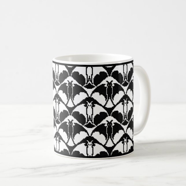 Black and White Batty Coffee Mug (Front Right)