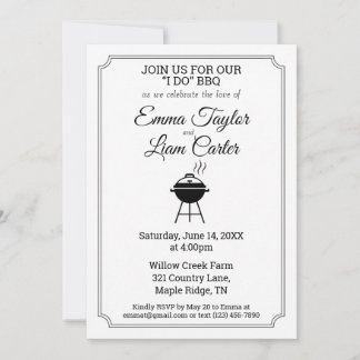 Black and White BBQ Wedding Invitation