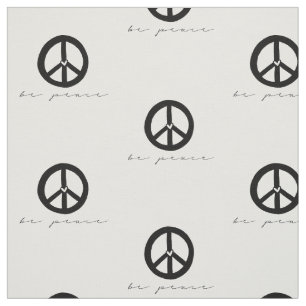 Black and White Be Peace Sign Fabric