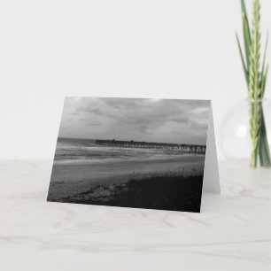 Black and White Beach Photography Card