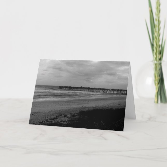 Black and White Beach Photography Card (Front)