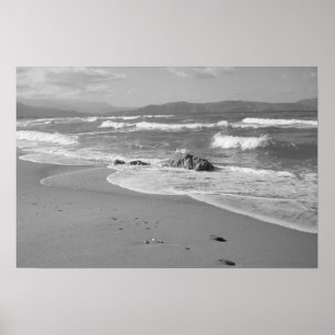 Black and White Beach Poster