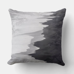 Black and white beach scenic cushion