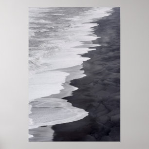 Black and white beach scenic poster