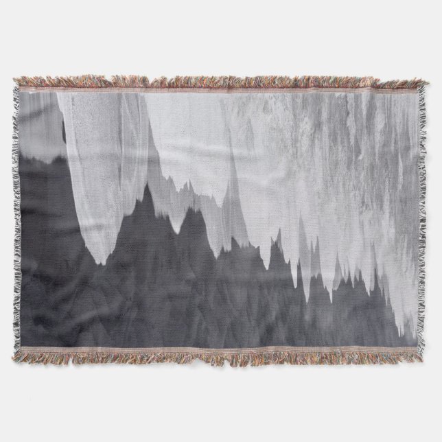 Black and white beach scenic throw blanket (Front)