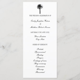 Black and white beach wedding ceremony program programme