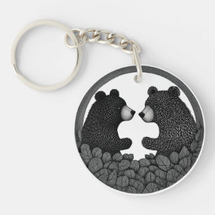 Black and white bears key ring