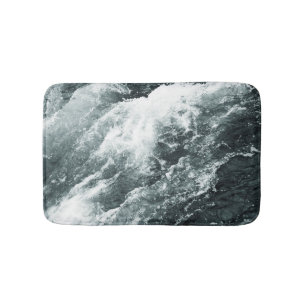 Black And White Beautiful Sea Waves Bath Mat