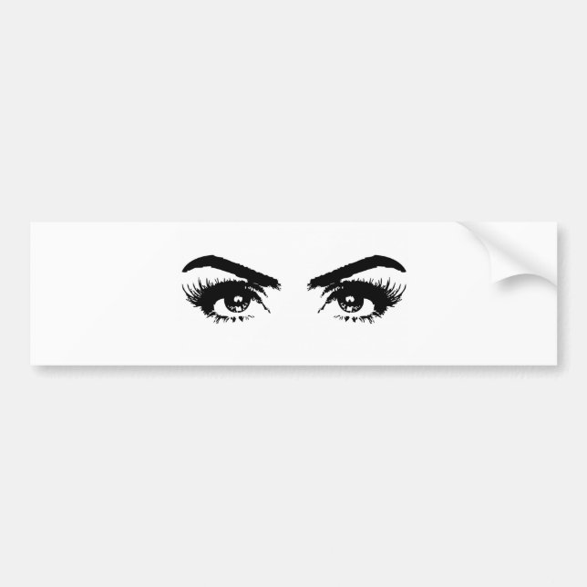 Black and White Beautiful Woman Eyes Lashes Bumper Sticker (Front)