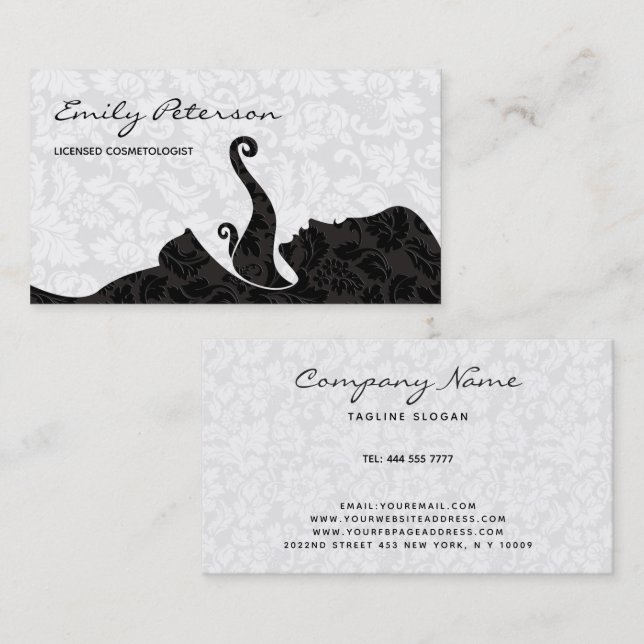 Black And White Beauty/Cosmetology Design Business Business Card (Front/Back)