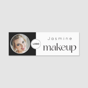 Black And White Beauty Professional MUA Photo Qr Name Tag