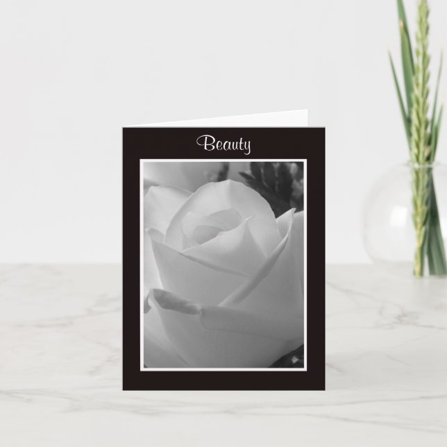 Black and White Beauty "Rose Note Cards" Thank You Card (Front)