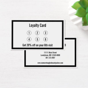 Black and White Beauty Salon Loyalty Card