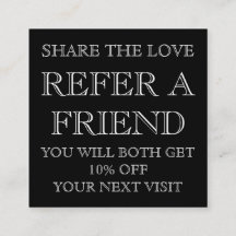 Black and White Beauty Salon Referral Card