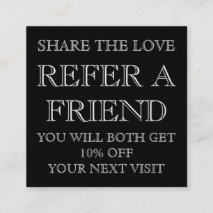 Black and White Beauty Salon Referral Card