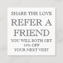 Black and White Beauty Salon Referral Card