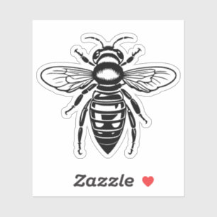 black and white bee vinyl sticker