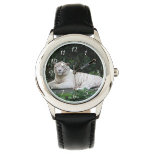 Black and White Bengal Tiger relaxed and smiling Watch