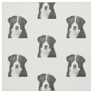 Black and White Bernese Mountain Dog Fabric