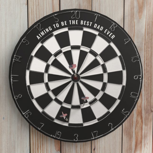 Black and White Best Dad Ever Dartboard (Fun gift for the Dad to be on his 1st Father's Day or any time of year.)