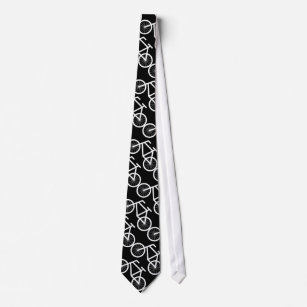 Black and white bicycle print neck tie