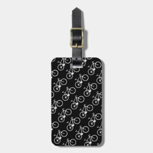 black and white bicycles patterning luggage tag