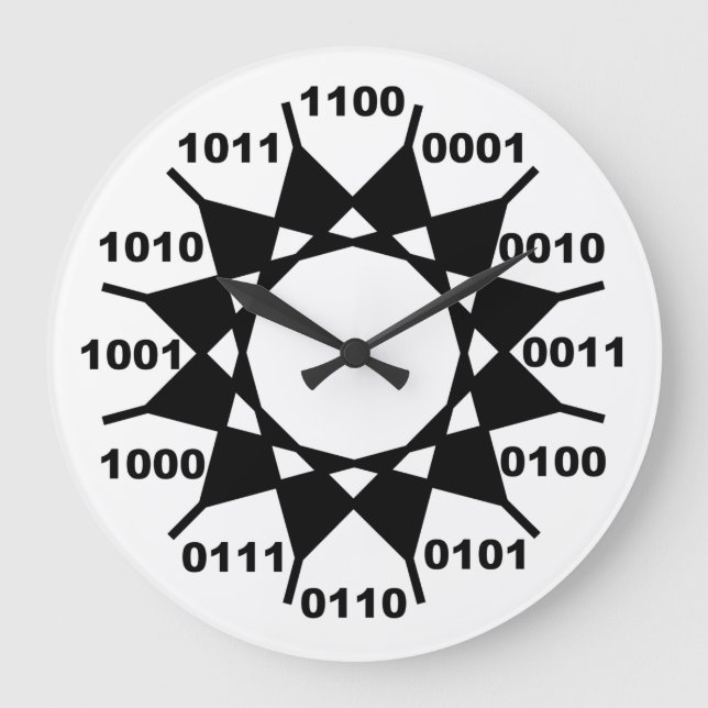 black and white binary large clock (Front)