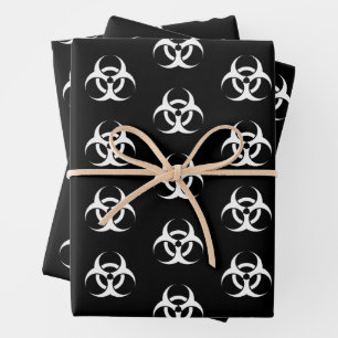 Black and White Biohazard Wrapping Paper Sheet