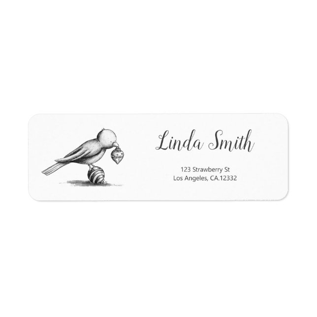 Black and White Bird Holiday Return Address (Front)