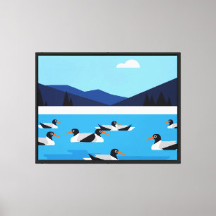 Black-and-white birds Canvas Print