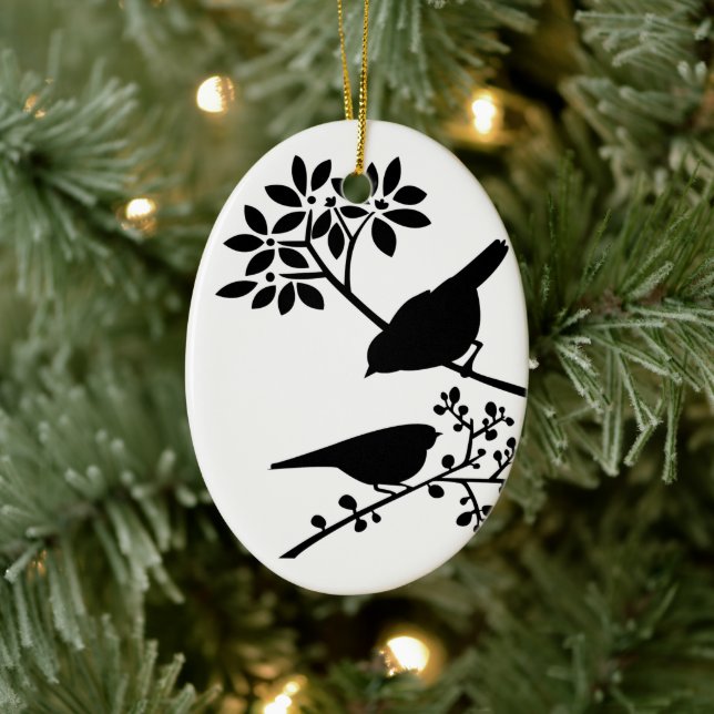 Black and White Birds Ceramic Tree Decoration (Tree)