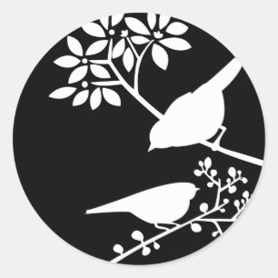 Black and White Birds Classic Round Sticker