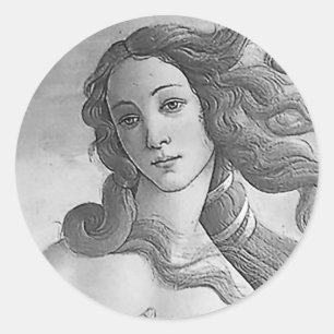 Black and White - Birh of Venus, Goddess Classic Round Sticker