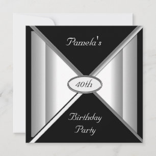 Black and White Birthday Party Invitation