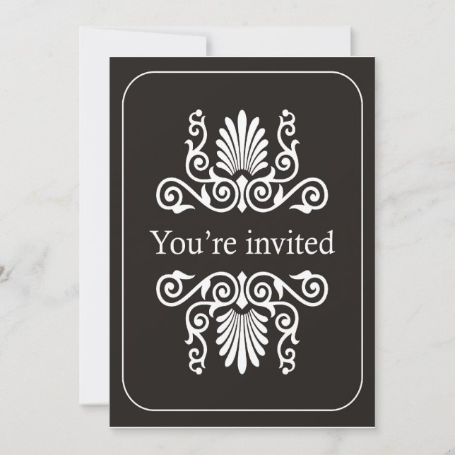 Black And White Birthday Party Invitation (Front)