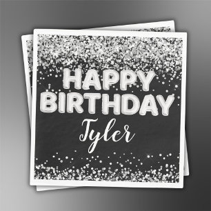 Black and White Birthday Party Napkin