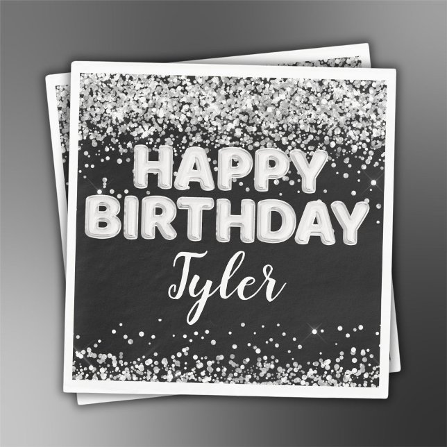 Black and White Birthday Party Napkin (Creator Uploaded)