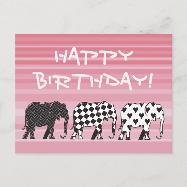 Black And White Birthday Postcard (Front)